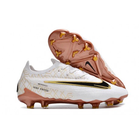 Nike Phantom GX 2 Elite FG Nuovo Bianco Oro Nero