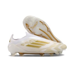 Adidas Scarpe F50 Elite Laceless FG Ftwr Bianco Oro Met Ftwr Bianco