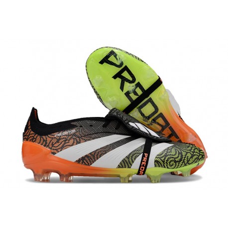 adidas Predator 24 Elite Foldover Tongue FG Nero Bianco Arancione Verde