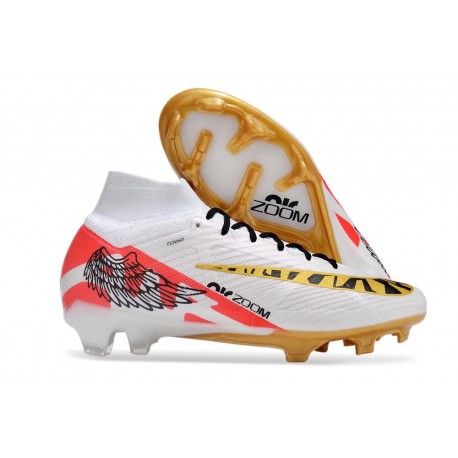 Nike Zoom Mercurial Superfly 9 Elite FG MR Bianco Rosso Oro