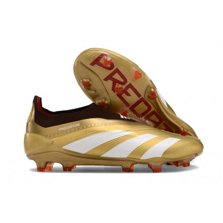 Scarpe adidas Predator Elite Laceless FG Oro Bianco Rosso