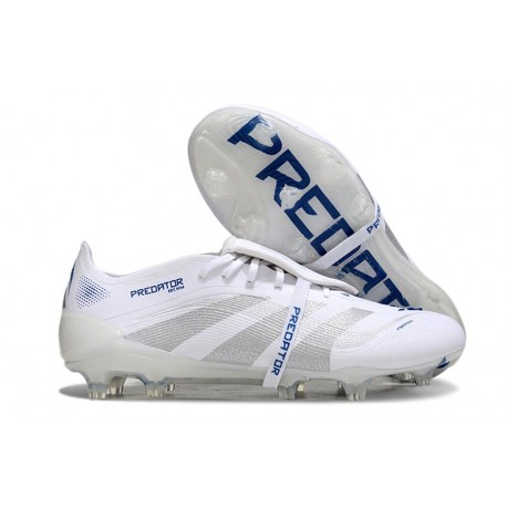 Adidas Predator 2025 Elite FT FG Bianco Argento Metallico Royal Acceso