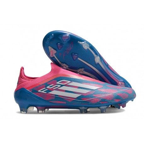 Adidas Scarpe F50 Elite Laceless FG Solar Blu Ftwr Bianco Solar Rosa