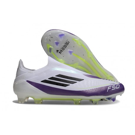 Adidas Scarpe F50 Elite Laceless FG X Messi Ftwr Bianco Nero Core Unity Viola
