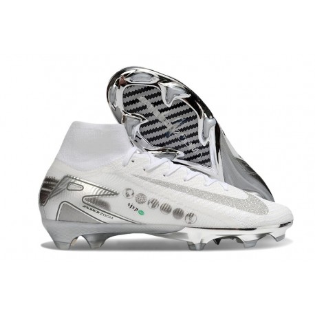 Nike Air Zoom Mercurial Superfly 10 Elite FG Bianco Argento