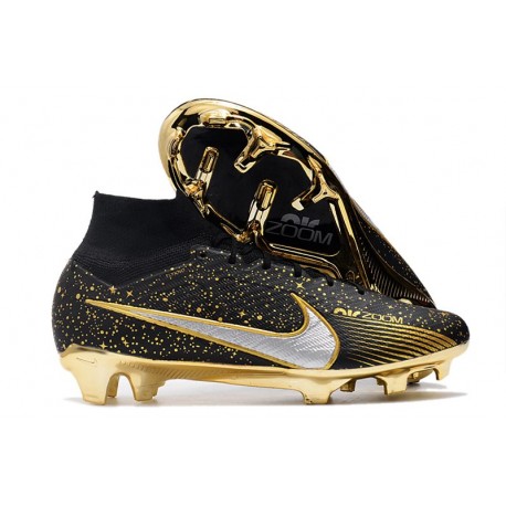 Nike Air Zoom Mercurial Superfly 9 Elite FG Nero Argento Oro